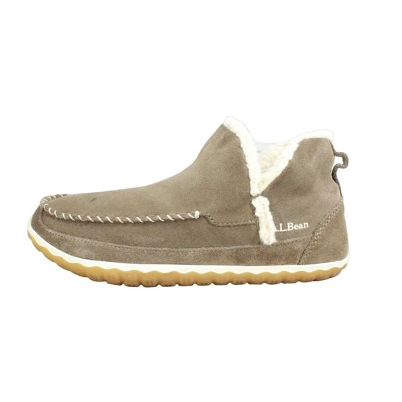 LL Bean Shoes - LL Bean Brown Suede Fleece Lined Mountain Boot Mocs Slippers Size 9 M
